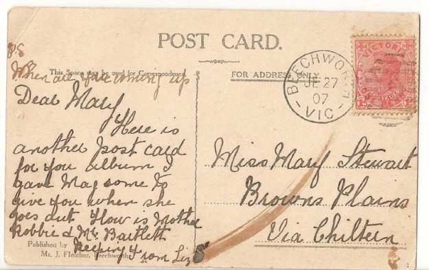 Beechworth Postcard 1900 Back