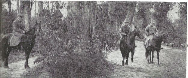 1913 on horseback in Gippsland.  Fred is on the right.