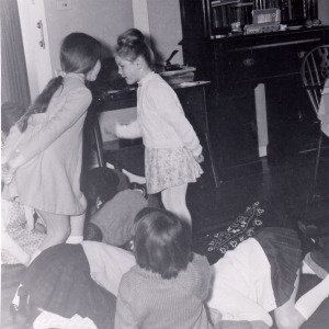 Birthday party S L 1969 playing a game b